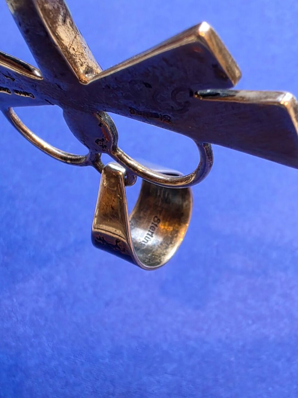 Calvin Begay Native American Sterling Silver Inlaid Dragonfly Pendant - Picture 4 of 5